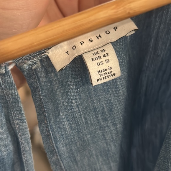 Top shop denim flutter dress back slit low cut size 10 - Picture 4 of 4